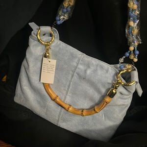 Maggie Sweet baby blue suede bag